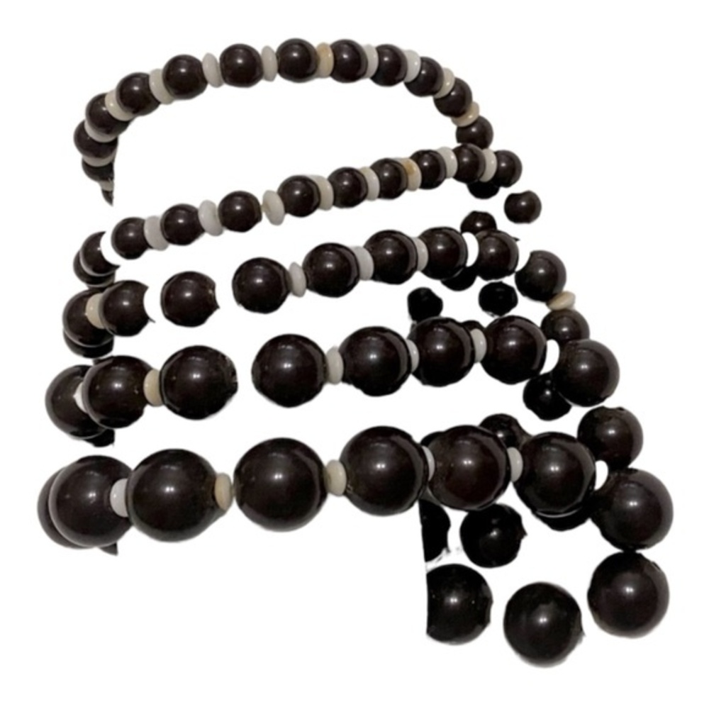 Brown/White Elastic Bead Bracelet (Set of 5)